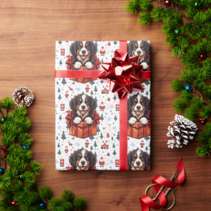 Christmas Bernese Mountain Dog Gift Box Wrapping Paper