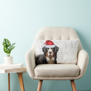 Christmas Bernese Mountain Dog Holiday Lumbar Cushion