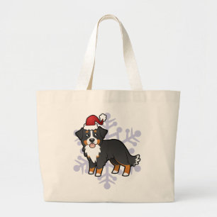 Christmas Bernese Mountain Dog Large Tote Bag