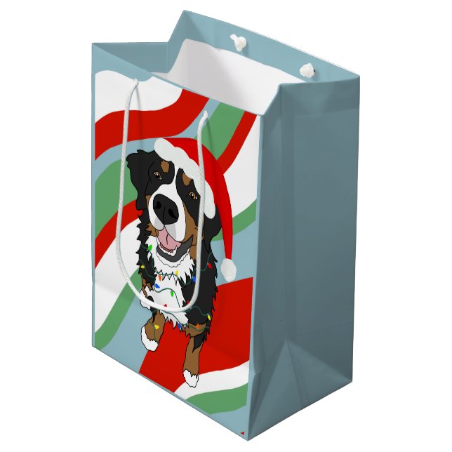 Christmas Bernese Mountain Dog  Medium Gift Bag (Front Angled)