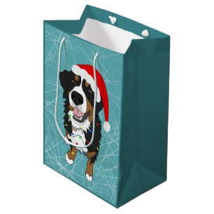 Christmas Bernese Mountain Dog Medium Gift Bag