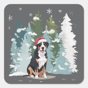 Christmas Bernese Mountain Dog Mum Puppy Winter Square Sticker