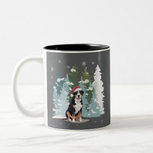Christmas Bernese Mountain Dog Mum Puppy Winter  Two-Tone Coffee Mug