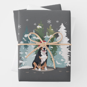 Christmas Bernese Mountain Dog Mum Puppy Winter  Wrapping Paper Sheet