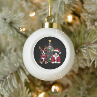 Christmas Bernese Mountain Dog Santa Xmas Tree Ceramic Ball Christmas Ornament
