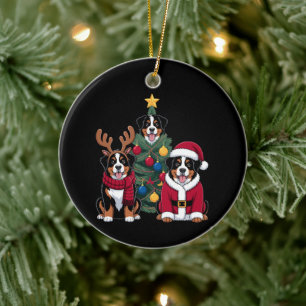 Christmas Bernese Mountain Dog Santa Xmas Tree Ceramic Ornament