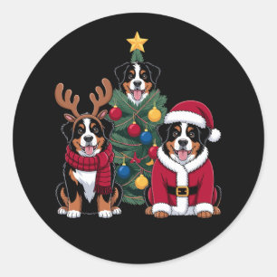 Christmas Bernese Mountain Dog Santa Xmas Tree Classic Round Sticker