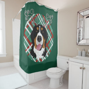 Christmas Bernese Mountain Dog Shower Curtain