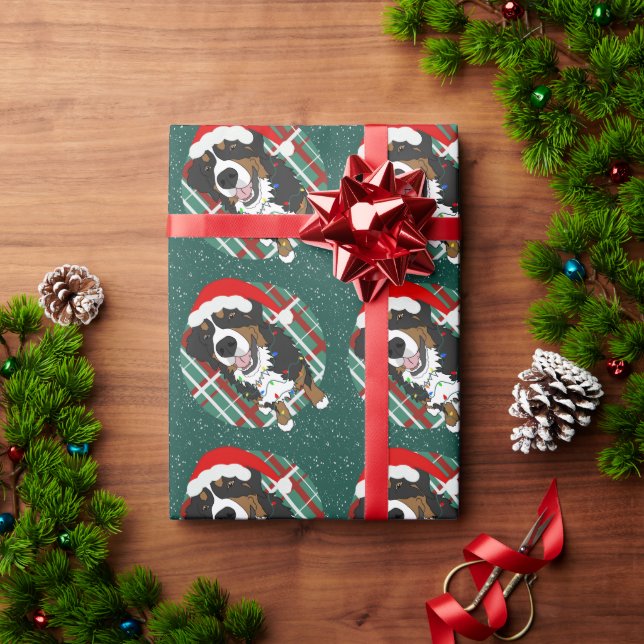 Christmas Bernese Mountain Dog Wrapping Paper (Holiday Gift)