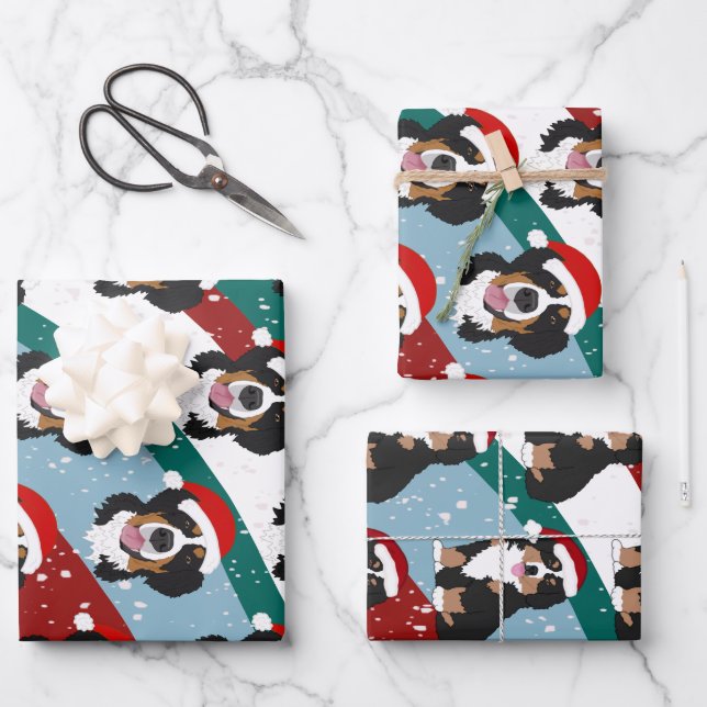 Christmas Bernese Mountain Dog  Wrapping Paper Sheet (Front)