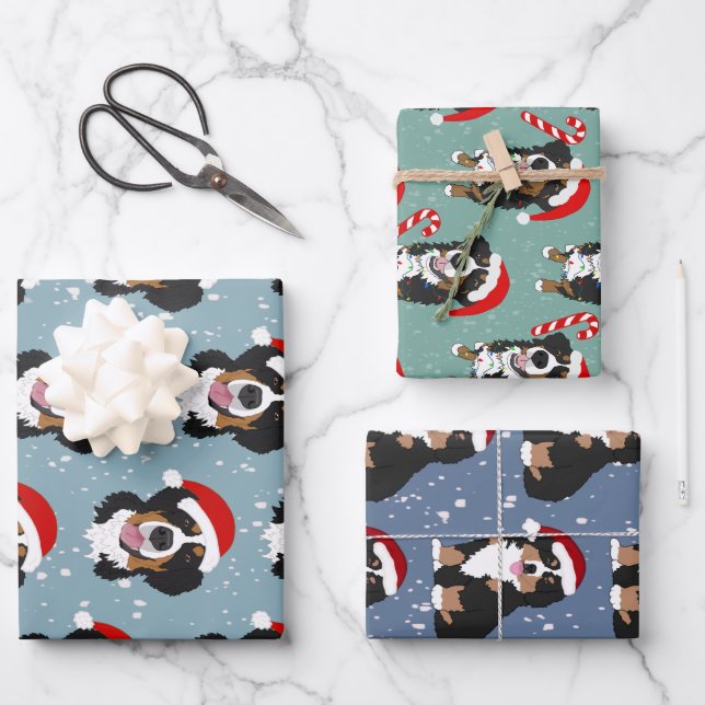 Christmas Bernese Mountain Dog  Wrapping Paper Sheet (Front)