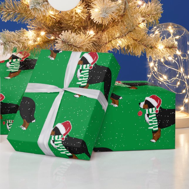 Christmas Bernese Mountain Holiday Dog  Wrapping Paper (Holidays)