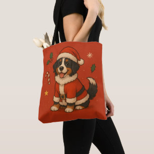 Christmas Bernse Dog Xmas Santa Bernese Mountain Tote Bag