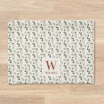 Christmas Berries and Foliage Family Name Tea Towel<br><div class="desc">Custom-designed Christmas kitchen hand towel featuring modern rustic Christmas red berries and foliage design with personalised initial and family name.</div>