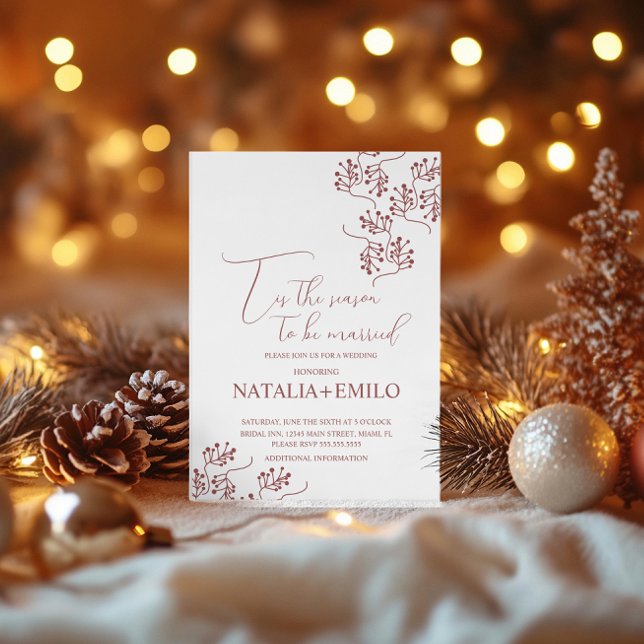 Christmas Berries Elegant Holiday Wedding  Invitation (Creator Uploaded)