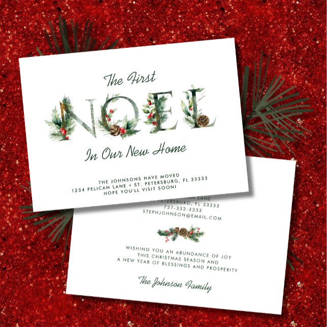 Christmas Berries Floral Noel Holiday Moving Announcement (Zazzle Christmas Berries Floral Noel Holiday Moving Announcement)