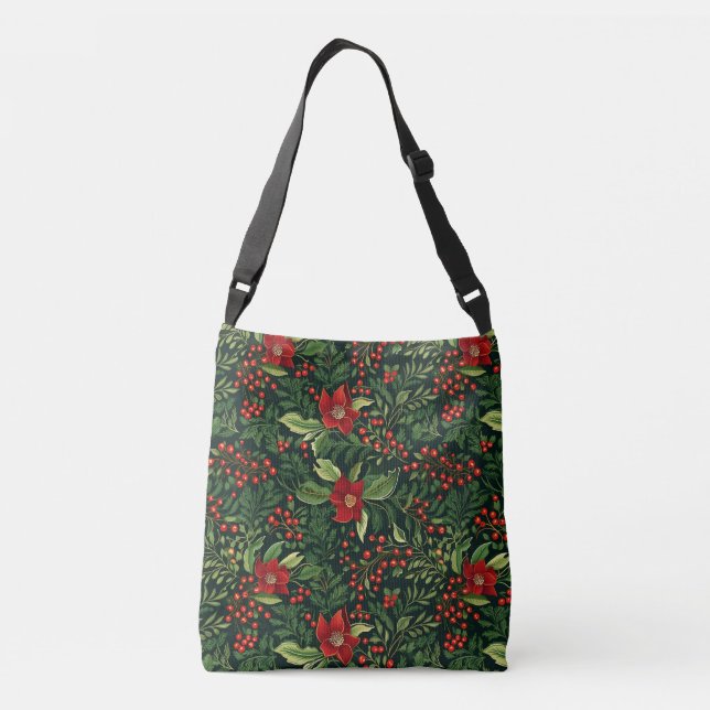 Christmas Berries Flowers Crossbody Bag (Back)