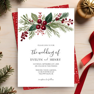 Christmas Berries Greenery Wedding  Invitation