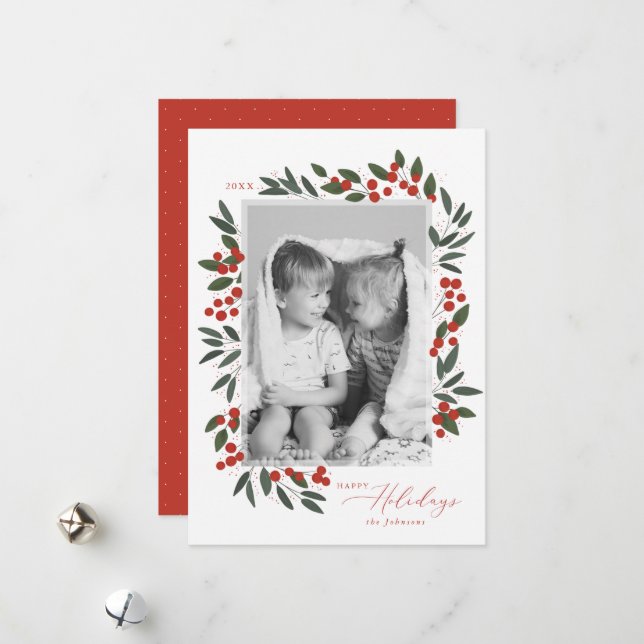 Christmas Berries Holiday Card (Front/Back In Situ)