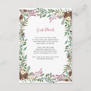 Christmas Berries   Holiday Wedding Details Enclosure Card