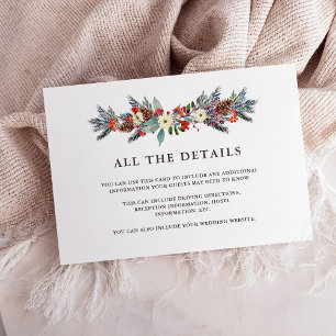 Christmas Berries   Holiday Wedding Guest Details Enclosure Card