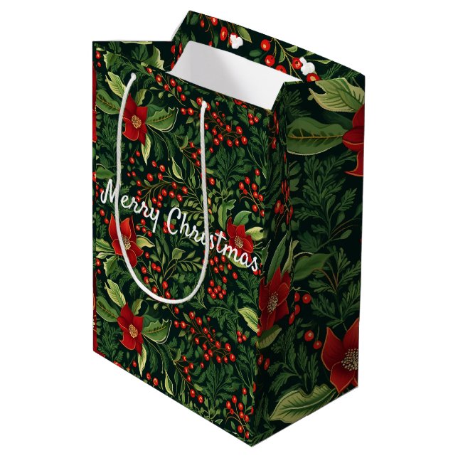Christmas Berries Medium Gift Bag (Back Angled)