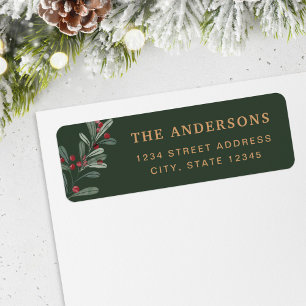 Christmas Berries on Green Holiday Return Address Return Address Label