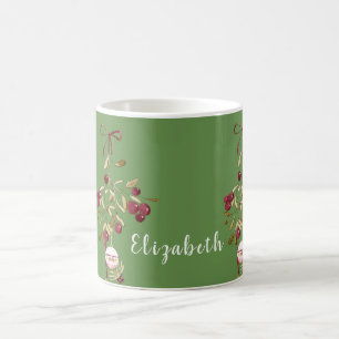 Christmas Berries & Ornament Personalised Coffee Mug