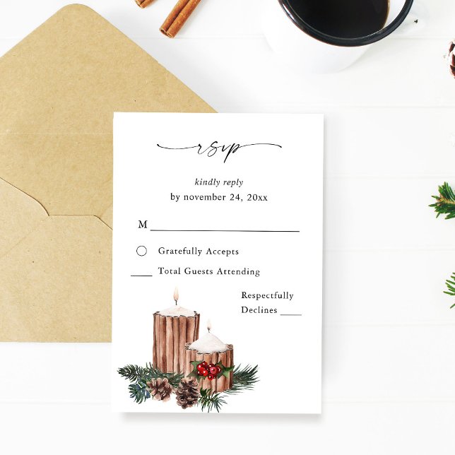 Christmas Berries & Pine no Meal RSVP VER 2 Card (Creator Uploaded)