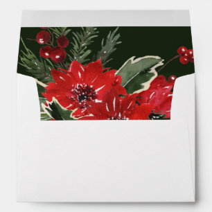 Christmas Berries & Pine Red Floral - Green Envelope