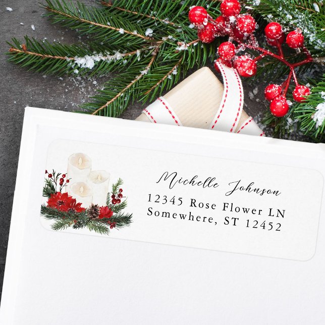 Christmas Berries & Pine Red Floral Return Address Label (Creator Uploaded)