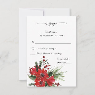 Christmas Berries & Pine Red no Meal RSVP VER 4 Card