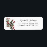 Christmas Berries & Pine Return Address Return Address Label<br><div class="desc">Complete your invitations or greeting cards with your Christmas Berries & Pine Return Address Labels.

To use the address label- choose from two cursive fonts,  a print font,  or long name font for the name. You can use a 3rd line for the address in the address place.</div>