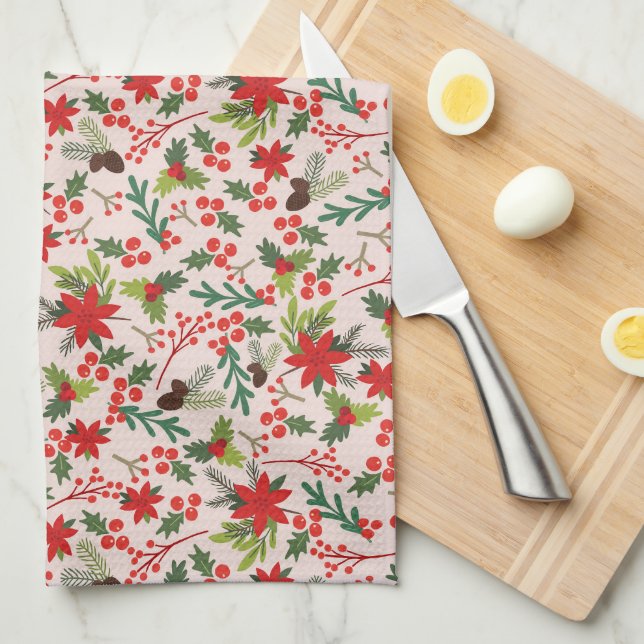 Christmas berries  tea towel (Quarter Fold)