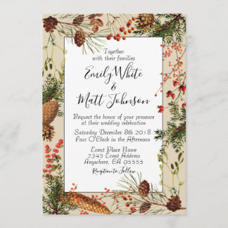 Christmas Berries Wedding Invitation