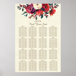 christmas berries winter wedding seating chart