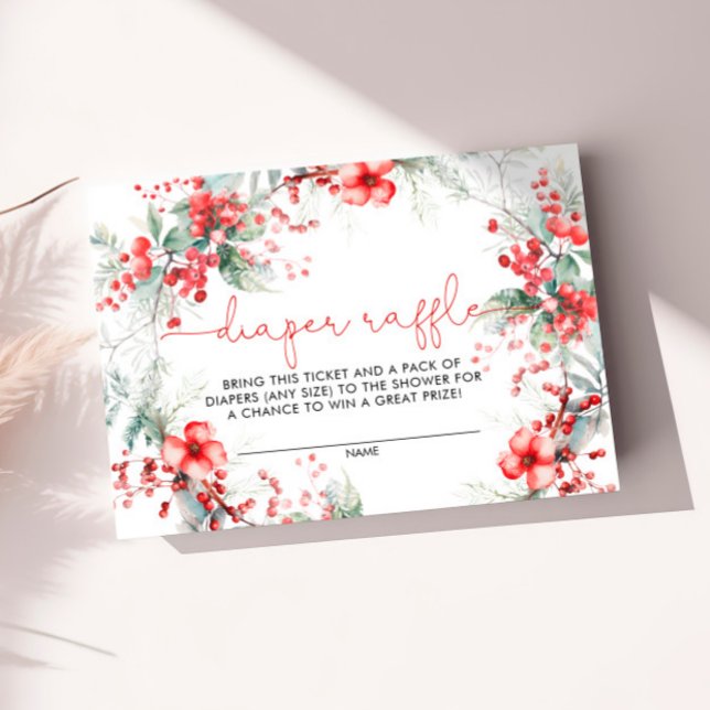 Christmas Berry Baby Shower Diaper Raffle Card (Creator Uploaded)