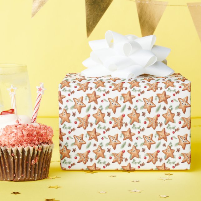 Christmas Berry Cinnamon Bread Seamless Pattern Wrapping Paper (Birthday Party)