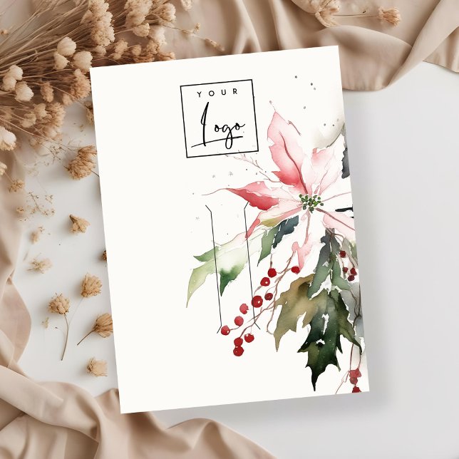 Christmas Berry Poinsettia Hairpin Display Logo Business Card (Creator Uploaded)
