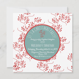 Christmas Berry Red Sprigs Christmas Party Card