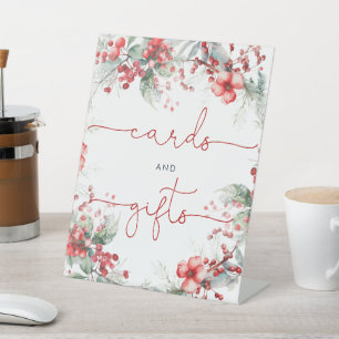 Christmas Berry Shower Cards & Gifts Pedestal Sign