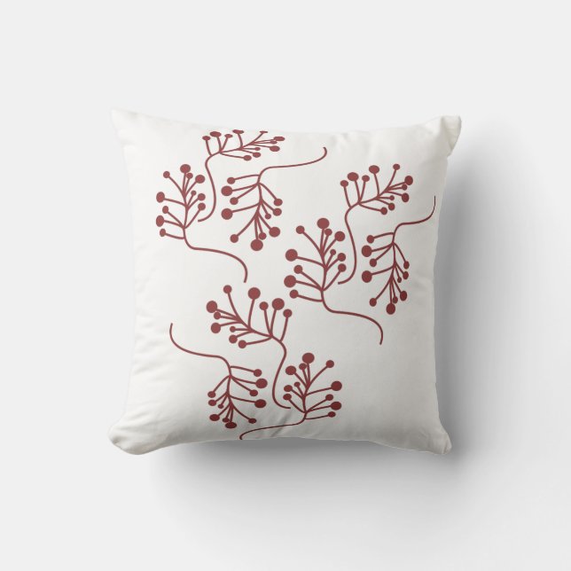 Christmas Berry Sprigs Red Branches Festive Cushion (Front)