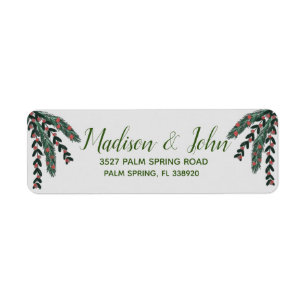 Christmas Berry Sprigs Wreath Tinsels Address Return Address Label
