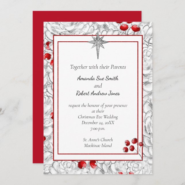 Christmas Berry Wedding Invitation (Front/Back)