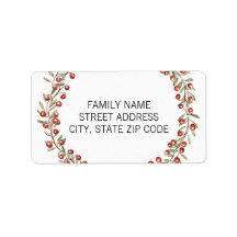 Christmas Berry Wreath | Return Address Label