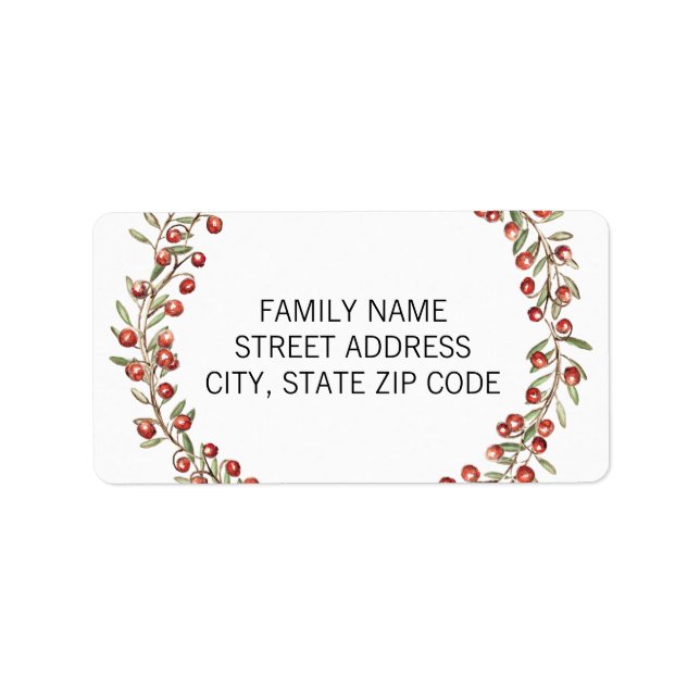 Christmas Berry Wreath | Return Address Label (Front)