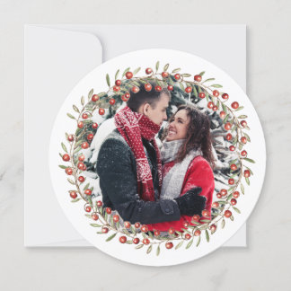Christmas Berry Wreath | Round Card