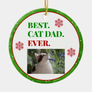 Christmas Best Cat Dad Ever Photo Ceramic Ornament