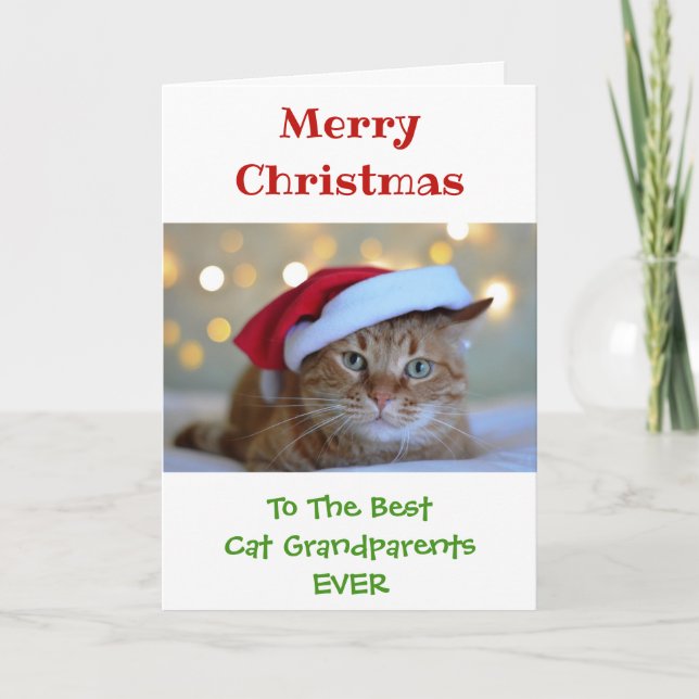 Christmas Best Cat Grandparents Ever Photo Card (Front)