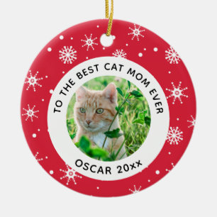 Christmas Best Cat Mum Ever Pet Photo Ceramic Ornament
